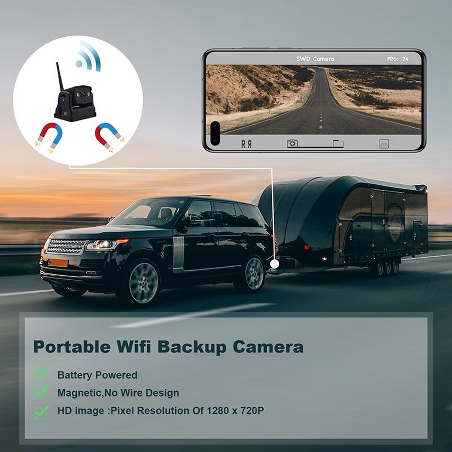 WiFi kamera za vzvratno vožnjo HD 720P z magnetom za mobilno aplikacijo
