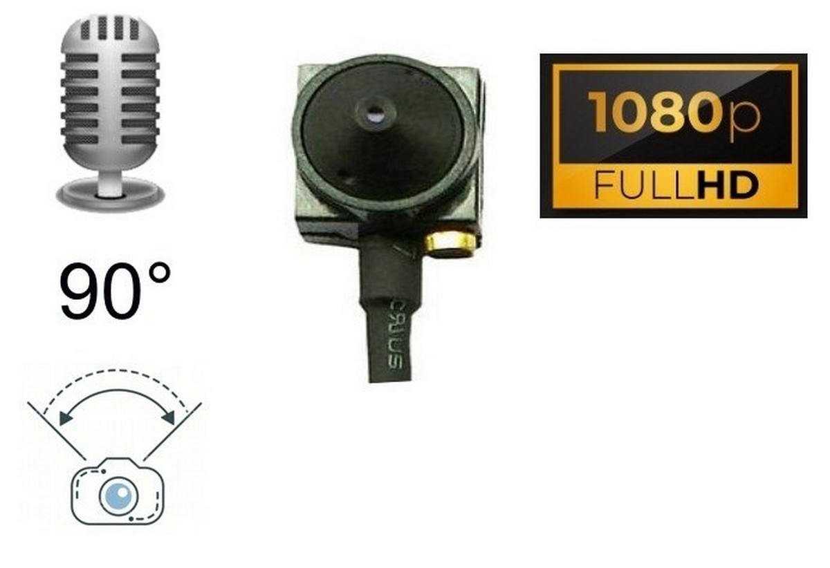 Miniaturna kamera za snemanje zvoka FULL HD pod kotom 90°