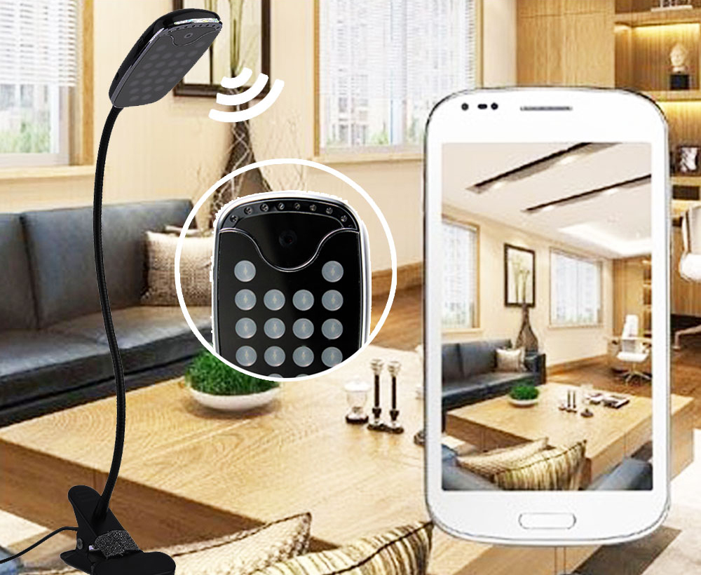 LED namizna svetilka s skrito kamero, WiFi