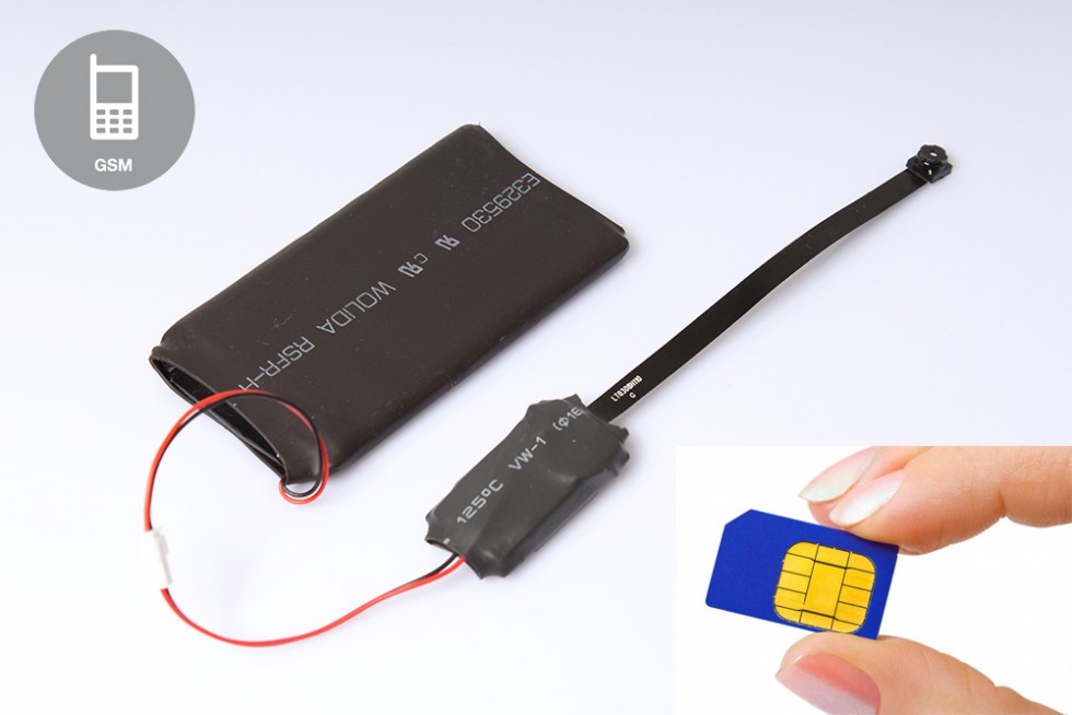 Gsm vohunska kamera z luknjami na kartici SIM in SD