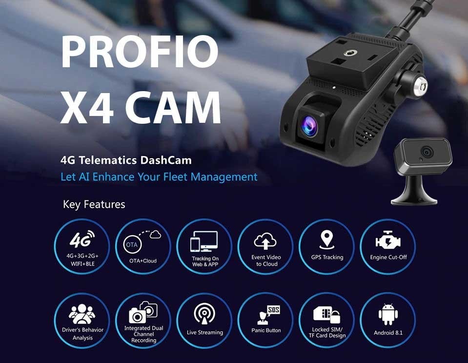 dvojni sistem avtomobilskih kamer v oblaku profio x4 z GPS