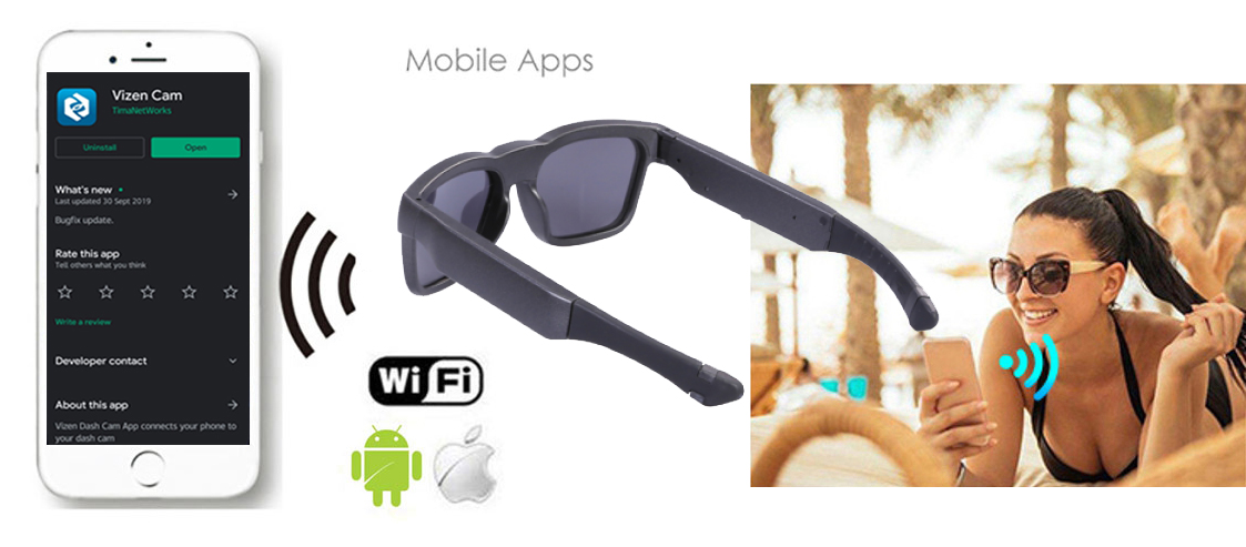 wifi očala za prenos v živo - vohunska sončna očala