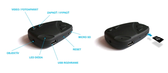 Kamera z obeskom za ključe + 2 GB SD