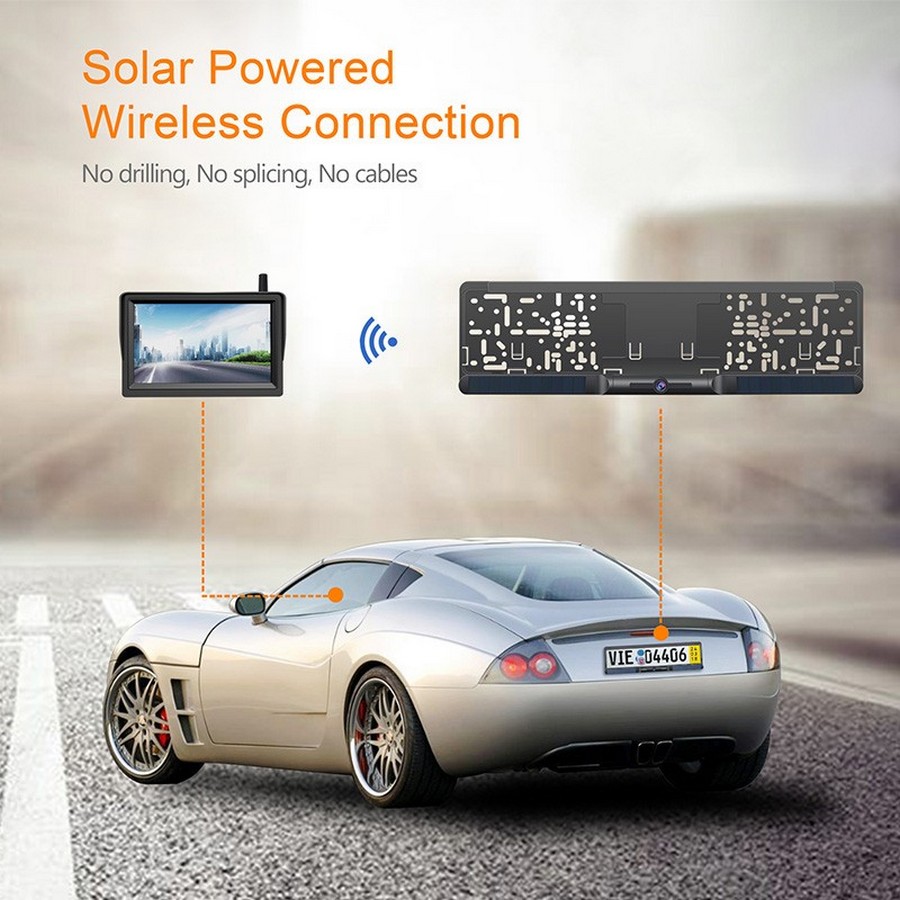 Solarna WiFi kamera za vzvratno vožnjo 170° za avto