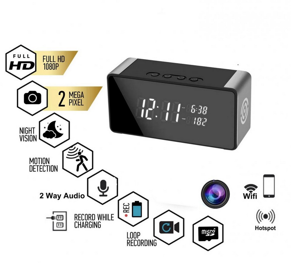 wifi kamera v budilki + bluetooth zvočnik